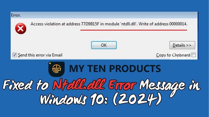 Fixed to Ntdll.dll Error Message in Windows 10: (2024)