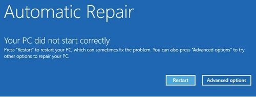 Your PC Did Not Start Correctly